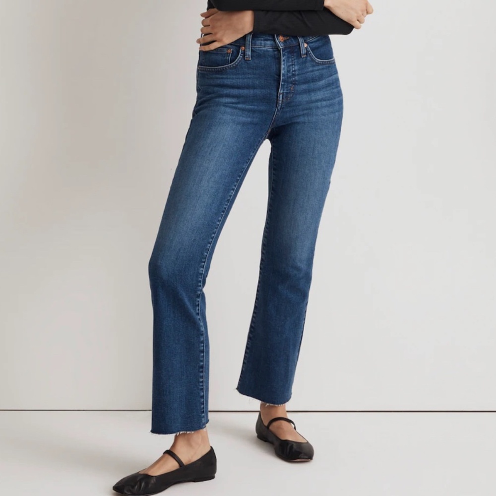 Madewell Mid Rise Kick Out Crop Jeans w/ Raw Hem Women’s 29